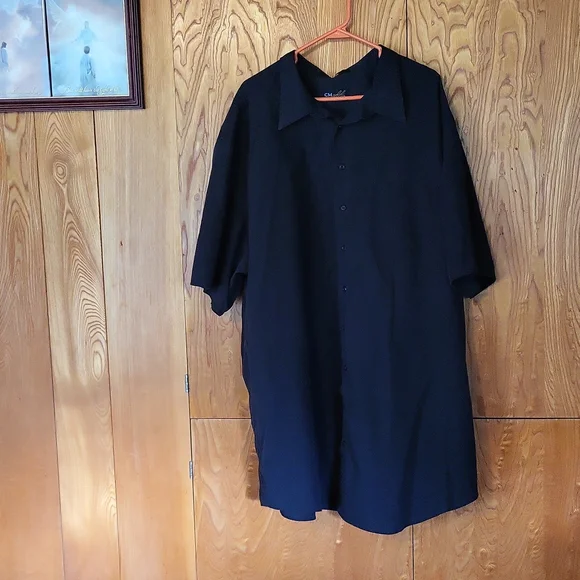 cm Gold Shirts | cm Gold Big And Tall Men's Short Sleeve Dress Shirt. | Color: Black | Size: 5xl | Nancywright702's Closet